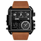 Men's Square Sport Watch| 50mm Oversized Dial, Dual Movement, Men’s Waterproof Luminous Sport Watch