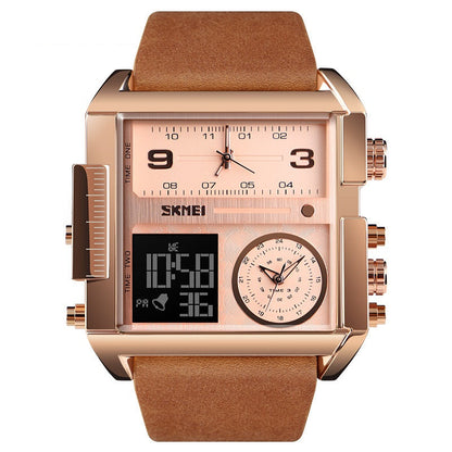 Men's Square Sport Watch| 50mm Oversized Dial, Dual Movement, Men’s Waterproof Luminous Sport Watch