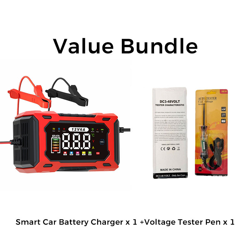 🔥Hot Sale Offers-12V 6A Smart Car Battery Charger with Pulse Repair
