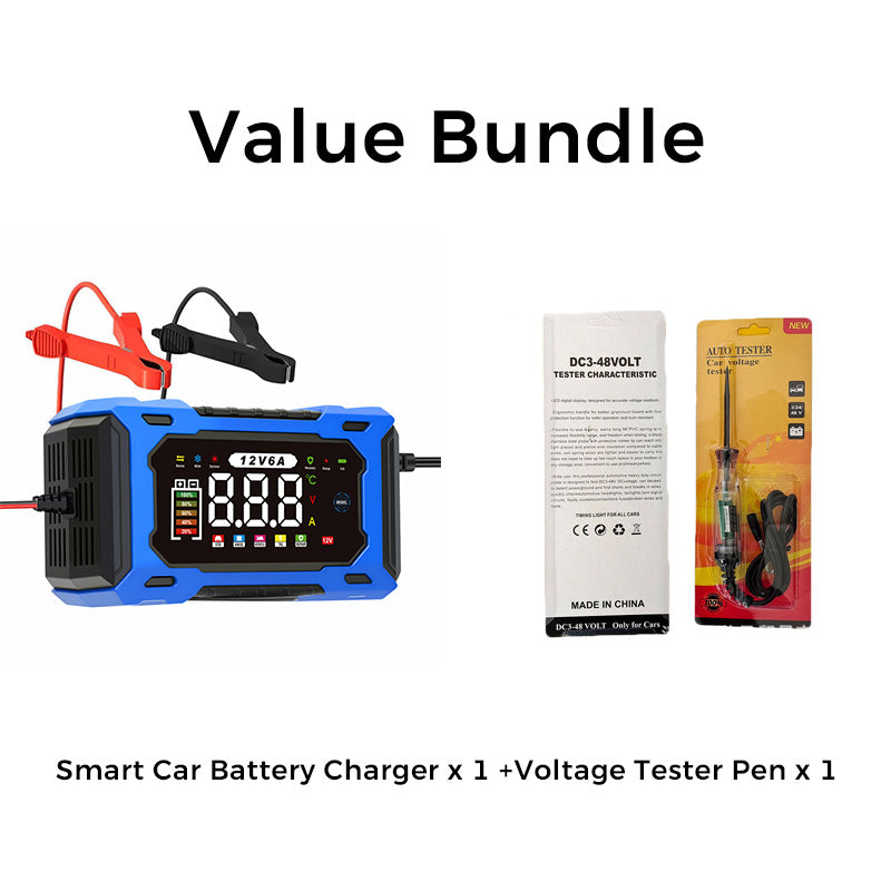 🔥Hot Sale Offers-12V 6A Smart Car Battery Charger with Pulse Repair