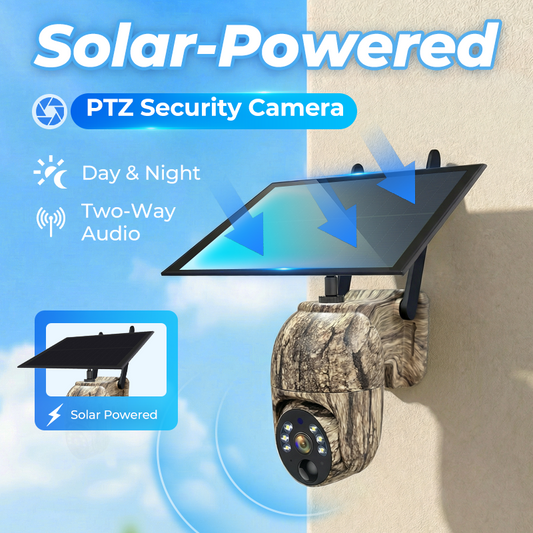 🎥New arrival 40% OFF!⚡ 4MP Solar PTZ Camera – 355° pan & tilt, eliminates blind spots. 🌧️
