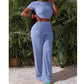 Women's 2-Piece Crop Top & Wide Leg Pants Set