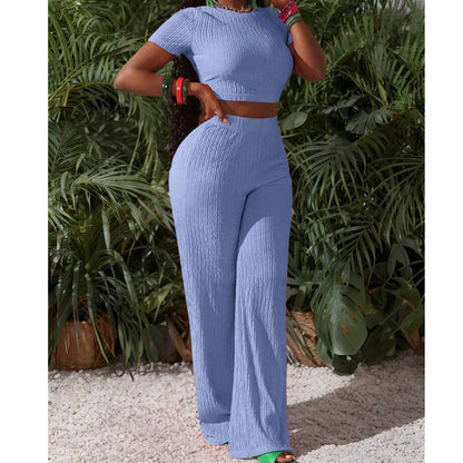 Women's 2-Piece Crop Top & Wide Leg Pants Set