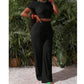 Women's 2-Piece Crop Top & Wide Leg Pants Set