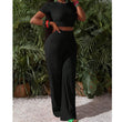 Women's 2-Piece Crop Top & Wide Leg Pants Set