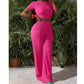 Women's 2-Piece Crop Top & Wide Leg Pants Set