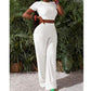 Women's 2-Piece Crop Top & Wide Leg Pants Set