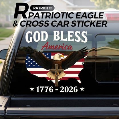 High-Quality Patriotic Eagle & Cross Decal – A Bold Symbol of Faith & Freedom 🇺🇸✝️
