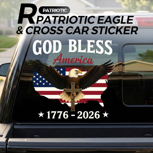 High-Quality Patriotic Eagle & Cross Decal – A Bold Symbol of Faith & Freedom 🇺🇸✝️