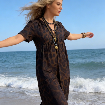 💃New arrival 60% OFF!🐆Women's V-Neck Leopard Print Maxi Dress