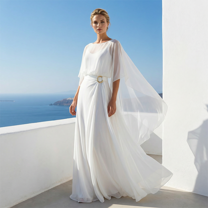 🥳2026 HOT SALE🥳💞50K+ SOLD!💥👵🌸 50% OFF! Flowing Cape Sleeve Top & Wrap Pants Set – Elegant cape sleeves, flattering wrap front. Wide-leg pants elongate. Premium blend, sizes S-5XL. Effortless sophistication. 🕊️✨