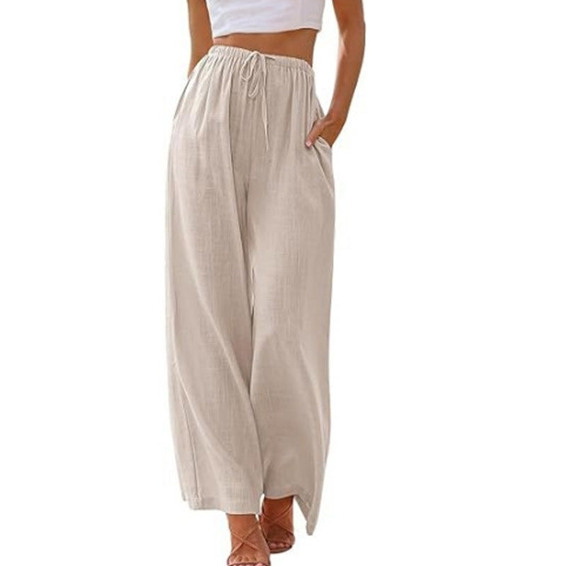 👖 50% OFF NOW! 🌿 Women's Casual Lightweight Plain Trousers – Adjustable Drawstring, Side Pockets & Soft Drape ✨