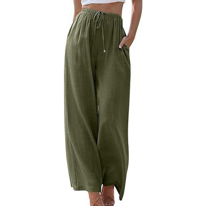👖 50% OFF NOW! 🌿 Women's Casual Lightweight Plain Trousers – Adjustable Drawstring, Side Pockets & Soft Drape ✨