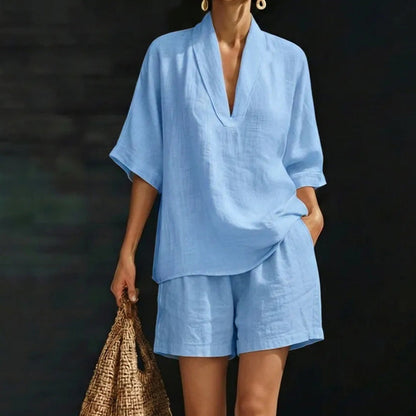 ⏳Time-Limited Special⏰Women's Casual V-Neck Top and Shorts Set