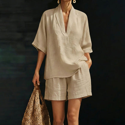 ⏳Time-Limited Special⏰Women's Casual V-Neck Top and Shorts Set