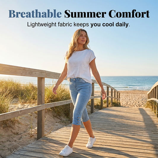 🌞Summer Hot Sale-60% Off!!🌿Women's High-Waist Slim-Fit Capri Jeans