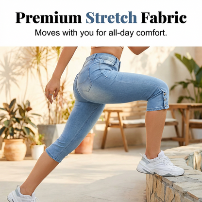 🌞Summer Hot Sale-60% Off!!🌿Women's High-Waist Slim-Fit Capri Jeans