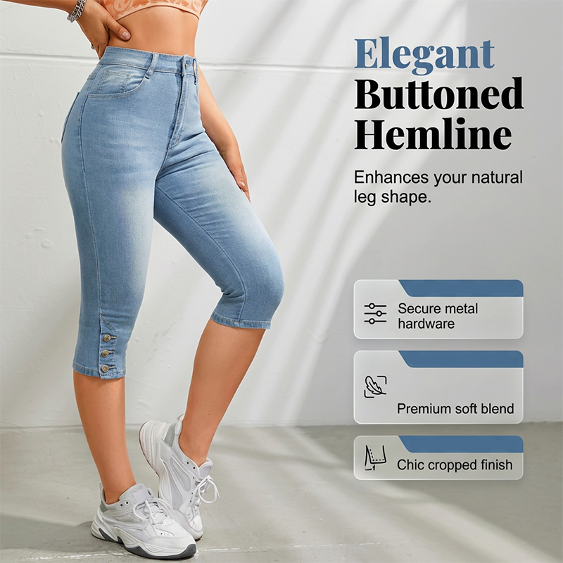 🌞Summer Hot Sale-60% Off!!🌿Women's High-Waist Slim-Fit Capri Jeans