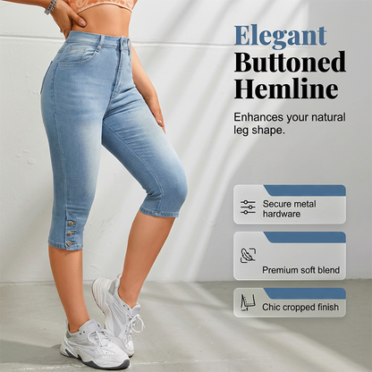 🌞Summer Hot Sale-60% Off!!🌿Women's High-Waist Slim-Fit Capri Jeans
