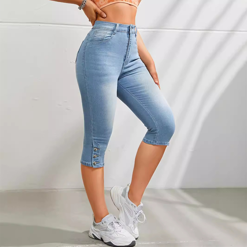 🌞Summer Hot Sale-60% Off!!🌿Women's High-Waist Slim-Fit Capri Jeans