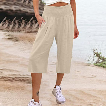 ⏰🔥LIMITED TIME 50% OFF! 👖 Women’s Lightweight Elastic Waist Crop Pants (S-3XL) – Comfortable, Flowy & Perfect for Casual Summer Outfits ✨🌿