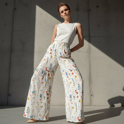 🔥Hot Deals-Women's Floral Print Wide-Leg Pants