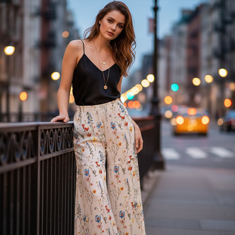 🔥Hot Deals-Women's Floral Print Wide-Leg Pants