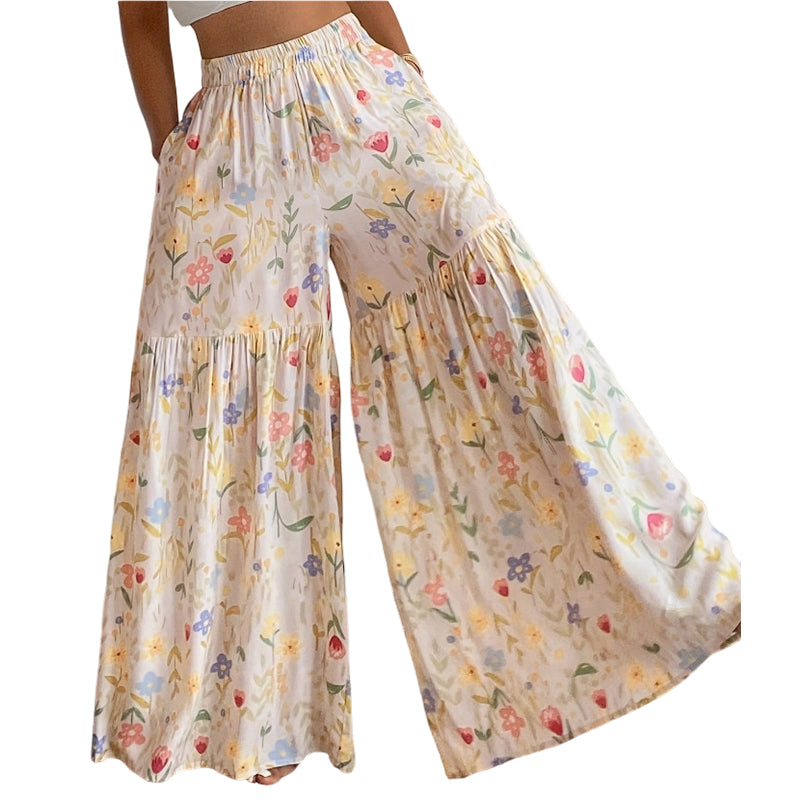 🔥Hot Deals-Women's Floral Print Wide-Leg Pants