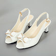 Women's Elegant Peep-Toe Slingback Sandals – Mid-Heel, Bow Detail & Adjustable Strap