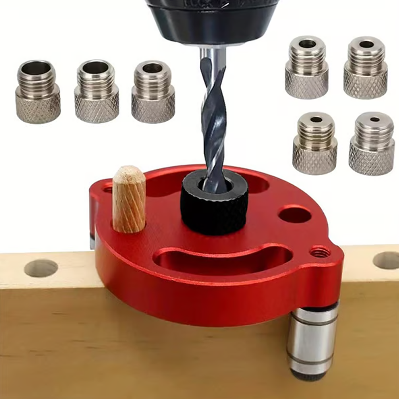⚙️ LIMITED-TIME 50% OFF! 🔨 Self-Centering Dowel Jig Kit – Precision Woodworking, Adjustable Bushings, Aluminum 📏