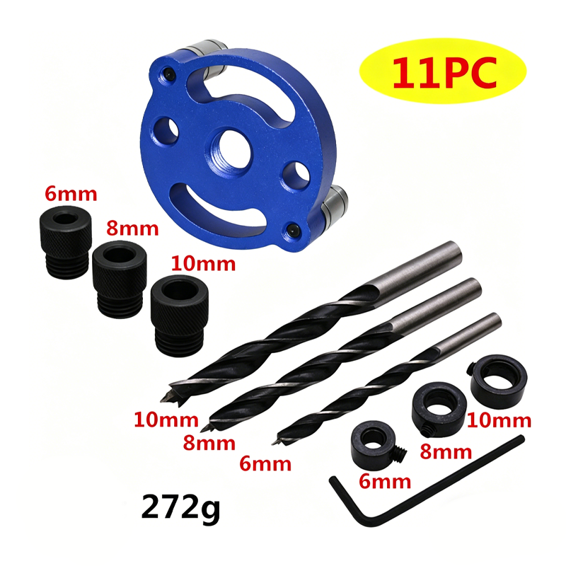 ⚙️ LIMITED-TIME 50% OFF! 🔨 Self-Centering Dowel Jig Kit – Precision Woodworking, Adjustable Bushings, Aluminum 📏