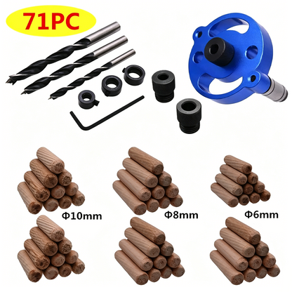 ⚙️ LIMITED-TIME 50% OFF! 🔨 Self-Centering Dowel Jig Kit – Precision Woodworking, Adjustable Bushings, Aluminum 📏