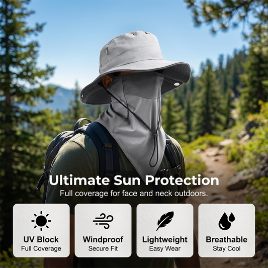 🧢 50% OFF NOW ! ⚡ Breathable Fisherman Hat with Detachable Face Mask – Sun Protection, Ventilated & Removable Mask Design ☀️