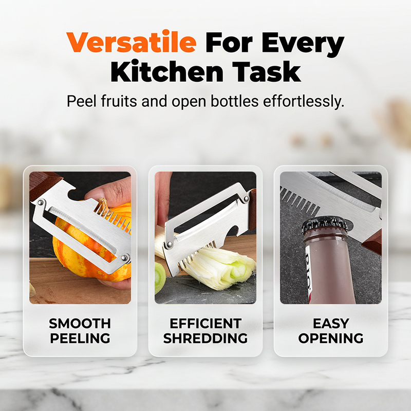 🧄 LIMITED-TIME 50% OFF! ⚙️ 3-in-1 Scallion Shredder & Peeler – Stainless Steel, Multi-Tool, Wood Handle ✨