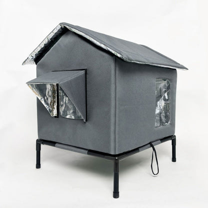 ⏳Time-Limited Special⏰All-Weather Elevated Outdoor Cat House – Waterproof, Insulated, Foldable 🌧️