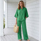 📢📢50% OFF !! ⏰Women's Stand-Up Collar Top & Wide-Leg Pants Set