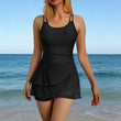 ⏰🔥LIMITED TIME 50% OFF! 👙 Double Strap Ruched Skirted Swimsuit – Flattering, Comfortable & Perfect for Summer Vacations 🌊✨