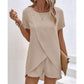 📢📢50% OFF !! ⏰Women's Solid Color Irregular Top & Shorts Two Piece Set