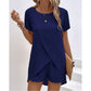 📢📢50% OFF !! ⏰Women's Solid Color Irregular Top & Shorts Two Piece Set