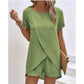 📢📢50% OFF !! ⏰Women's Solid Color Irregular Top & Shorts Two Piece Set