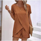 📢📢50% OFF !! ⏰Women's Solid Color Irregular Top & Shorts Two Piece Set