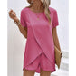 📢📢50% OFF !! ⏰Women's Solid Color Irregular Top & Shorts Two Piece Set