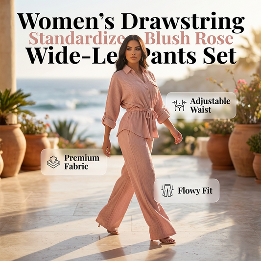 🔥 Hot sale 40% OFF🔥Women's Drawstring Shirt & Wide-Leg Pants Set