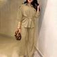 🔥 Hot sale 40% OFF🔥Women's Drawstring Shirt & Wide-Leg Pants Set