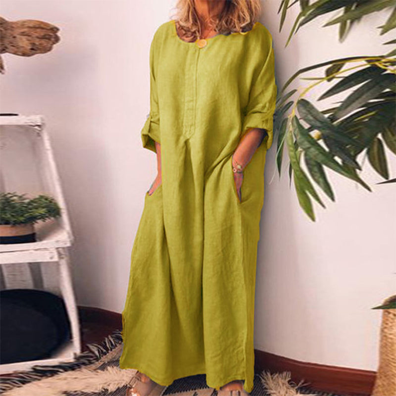 💥50% OFF – Limited Time💥Women's Casual Cotton Linen Loose Maxi Dress