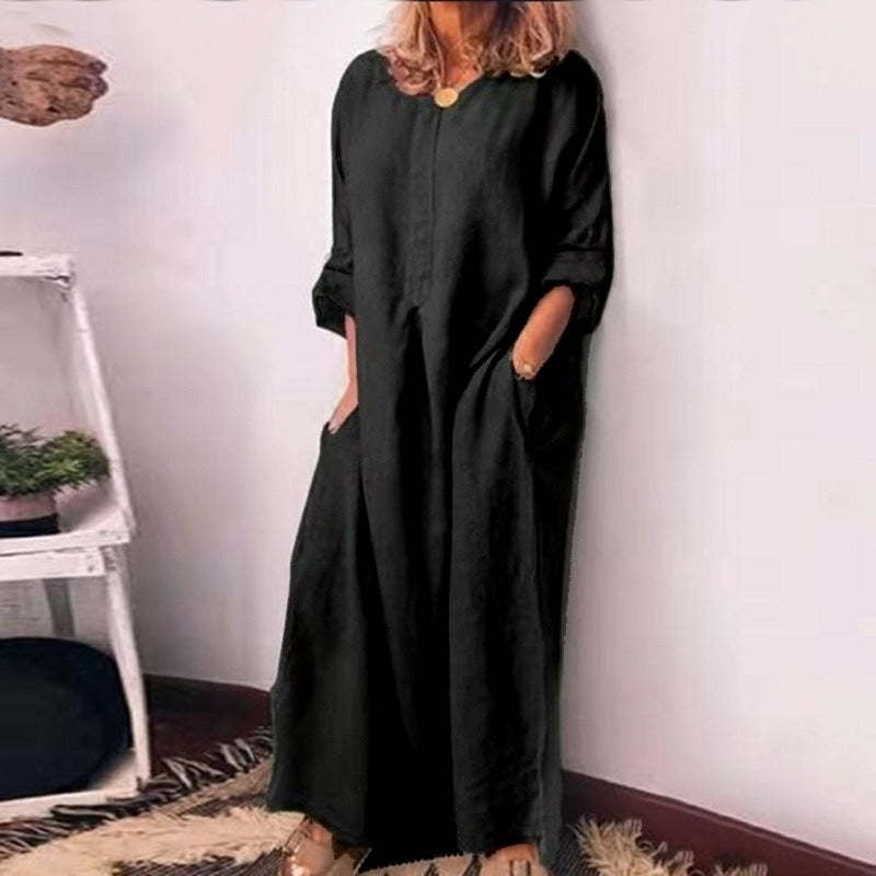 💥50% OFF – Limited Time💥Women's Casual Cotton Linen Loose Maxi Dress