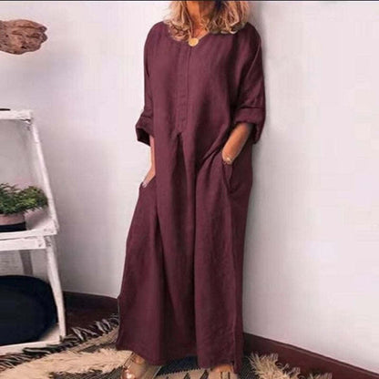 💥50% OFF – Limited Time💥Women's Casual Cotton Linen Loose Maxi Dress