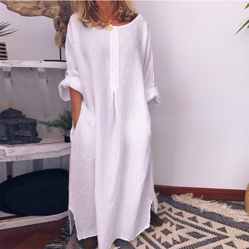 💥50% OFF – Limited Time💥Women's Casual Cotton Linen Loose Maxi Dress