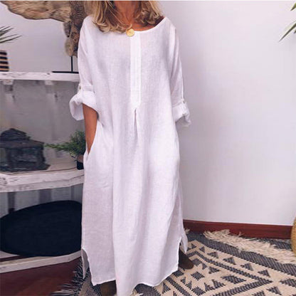 💥50% OFF – Limited Time💥Women's Casual Cotton Linen Loose Maxi Dress