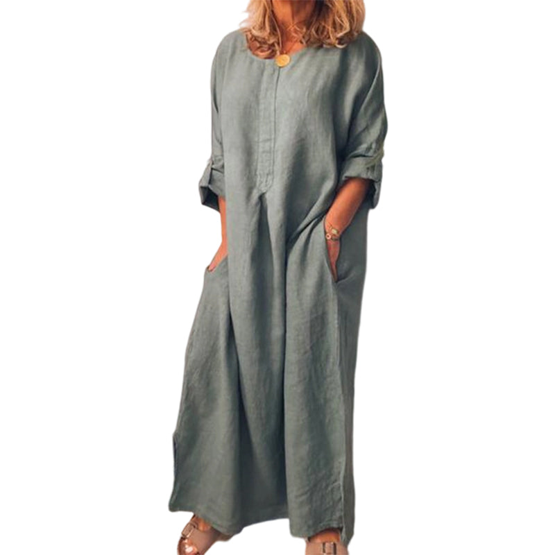 💥50% OFF – Limited Time💥Women's Casual Cotton Linen Loose Maxi Dress